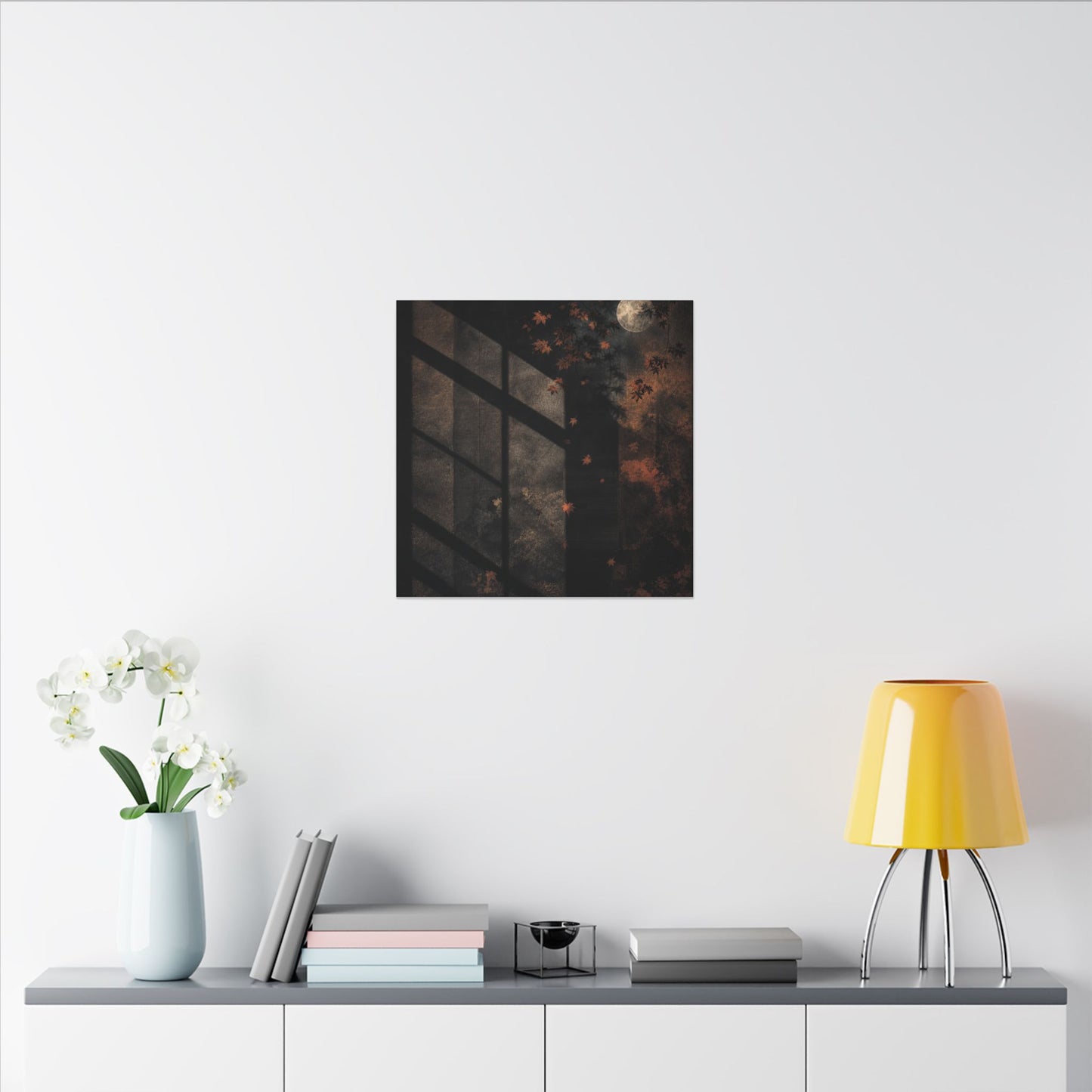 Sophisticated Shadow Play Canvas Art - Dark Texture Dark Japandi