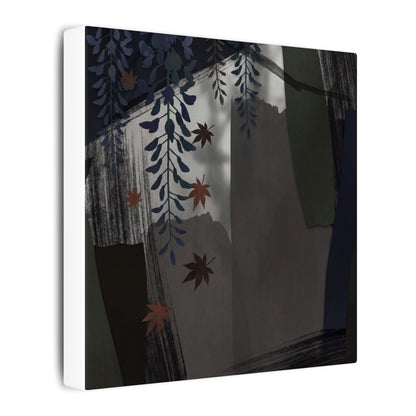 Wisteria Autumn Canvas Art | Dark Japandi Moody Design