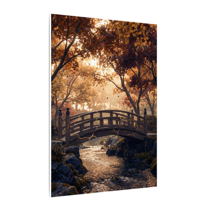 Autumn Wooden Bridge Gold Vein Canvas Art | Resilient Decor