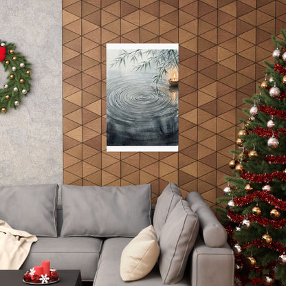 Candlelight Water Ripple Wall Art Print - Zen Mono No Aware