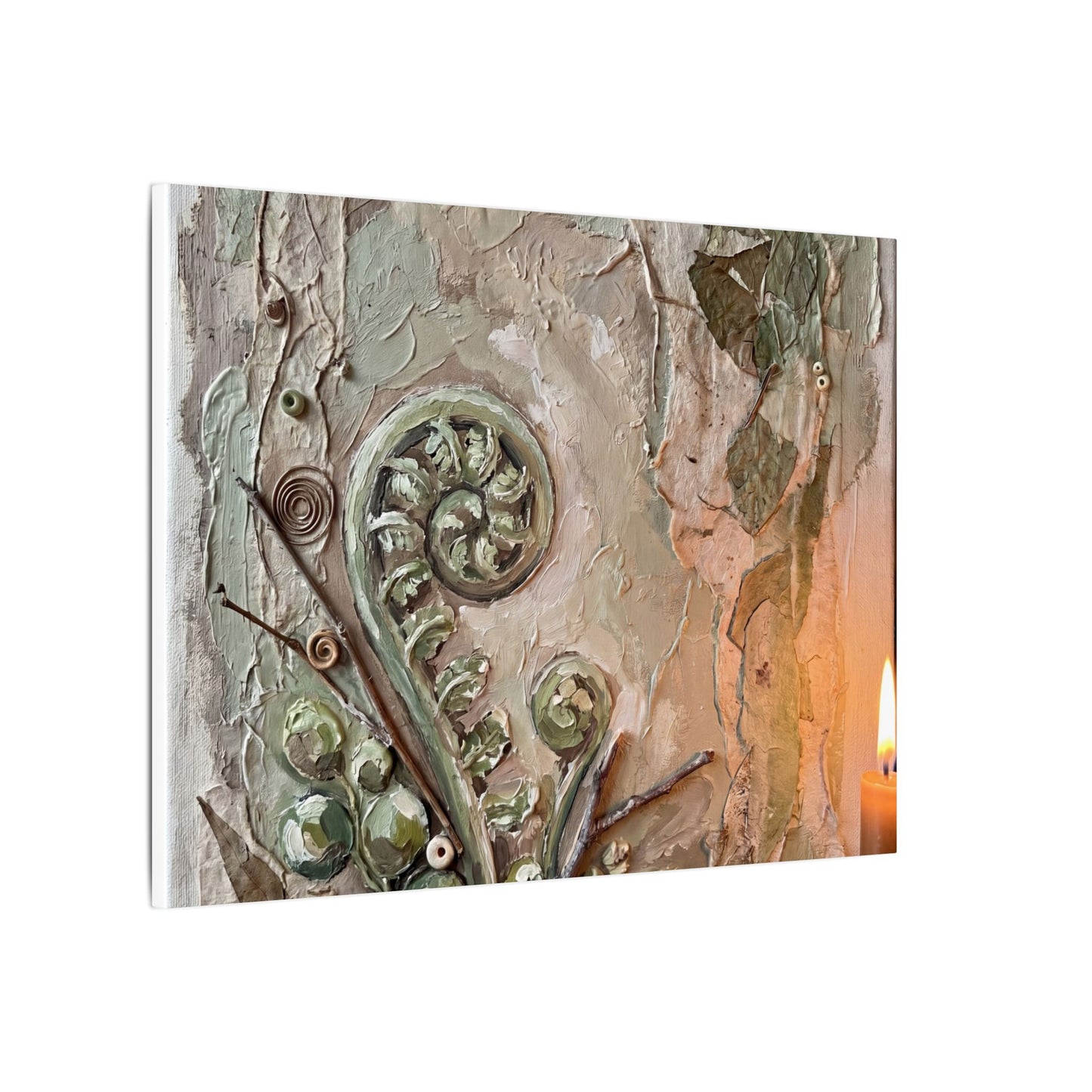 Datsuzoku Fern Unfurling Canvas Art - Japandi Texture