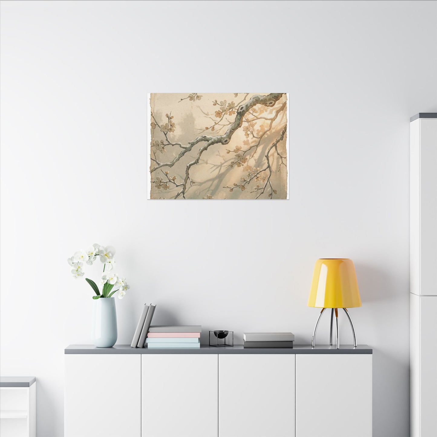 Cherry Blossom Canvas Art | Winter Japandi Japanese Pattern Art