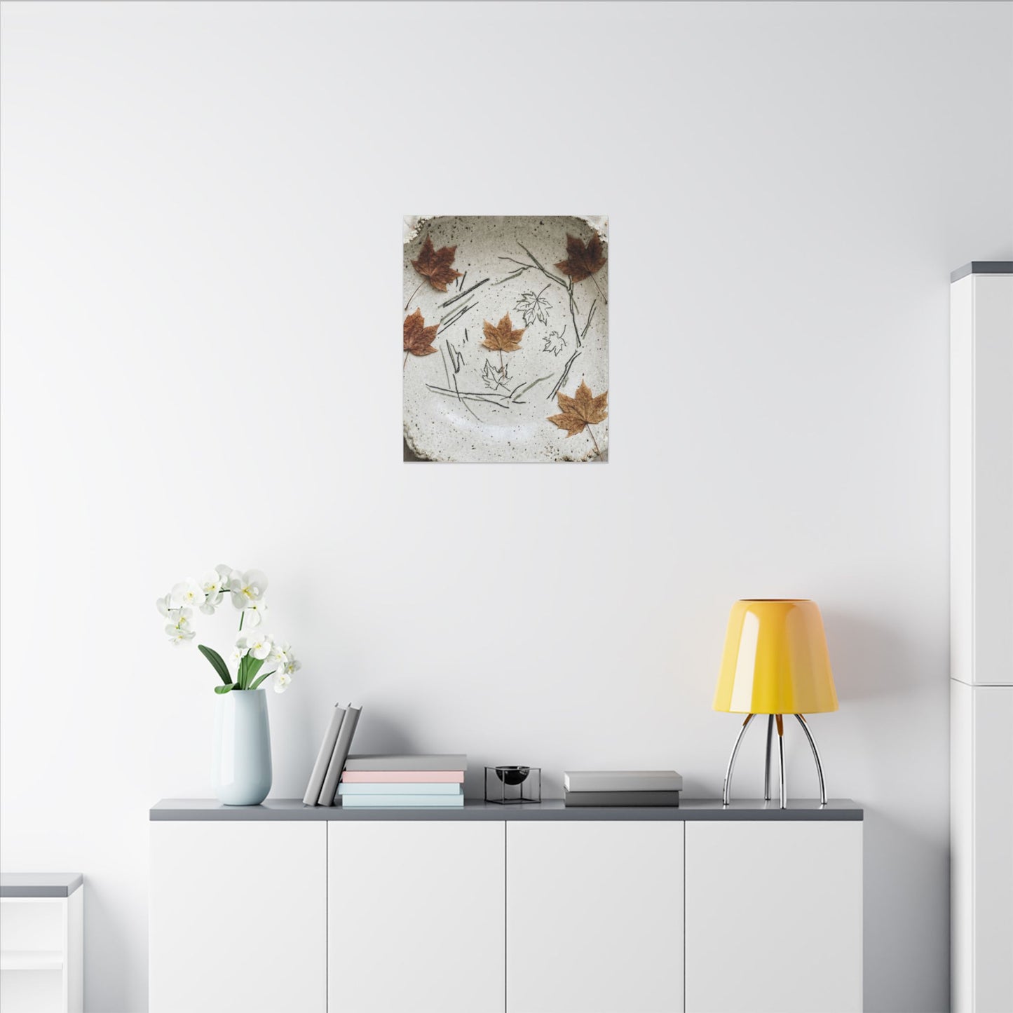 Ceramic Bowl Autumn Canvas Art | Japandi Elegant Design