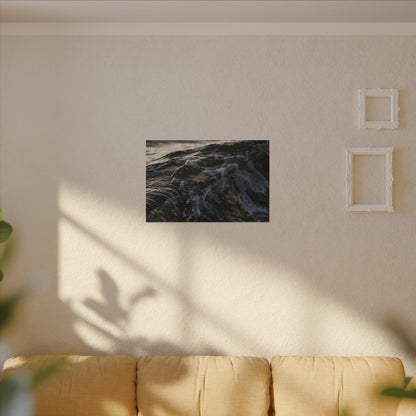 Dark Japandi Ocean Wave in Dawn | Moody Minimal Canvas Art