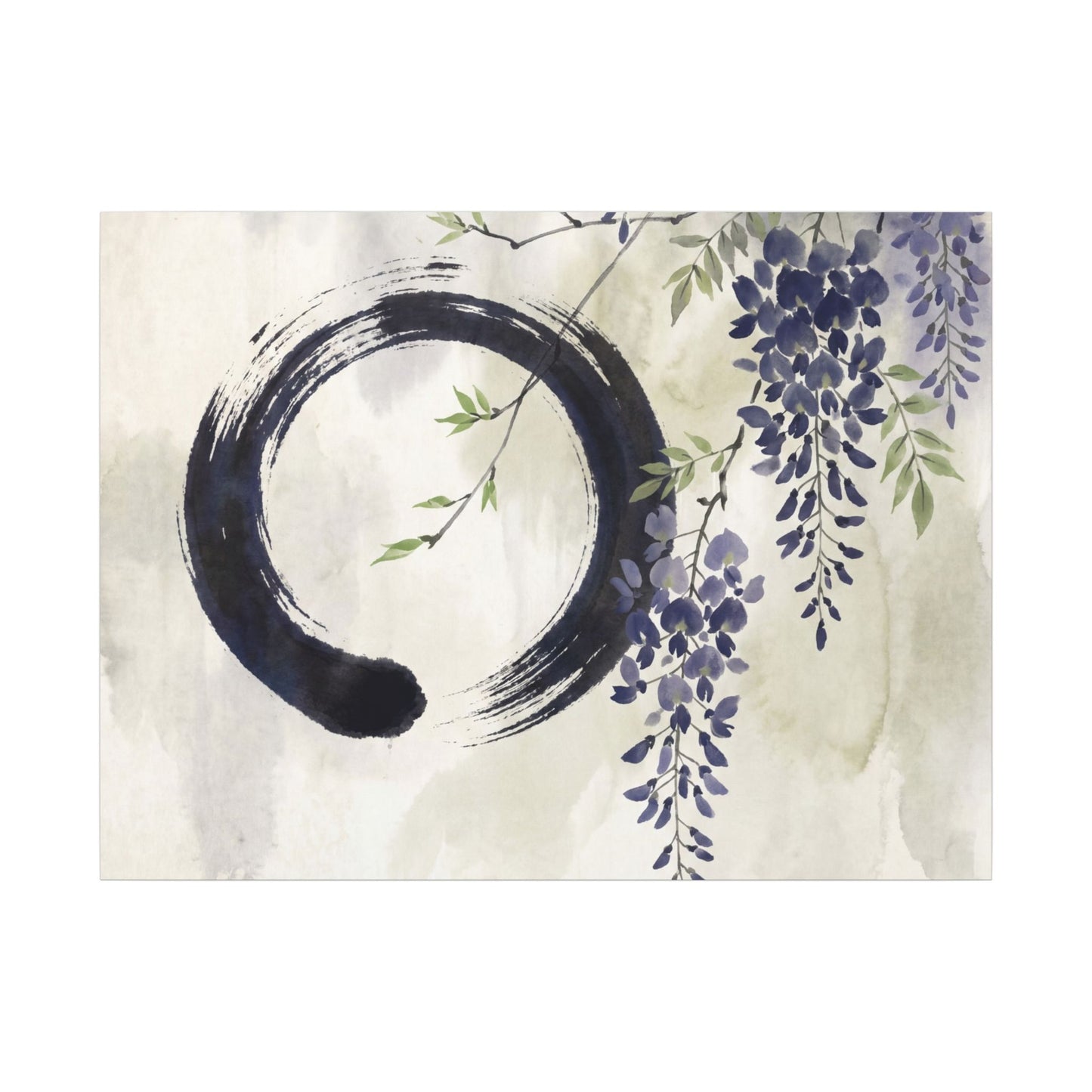 Wisteria Enso Canvas Art | Serene Zen Art