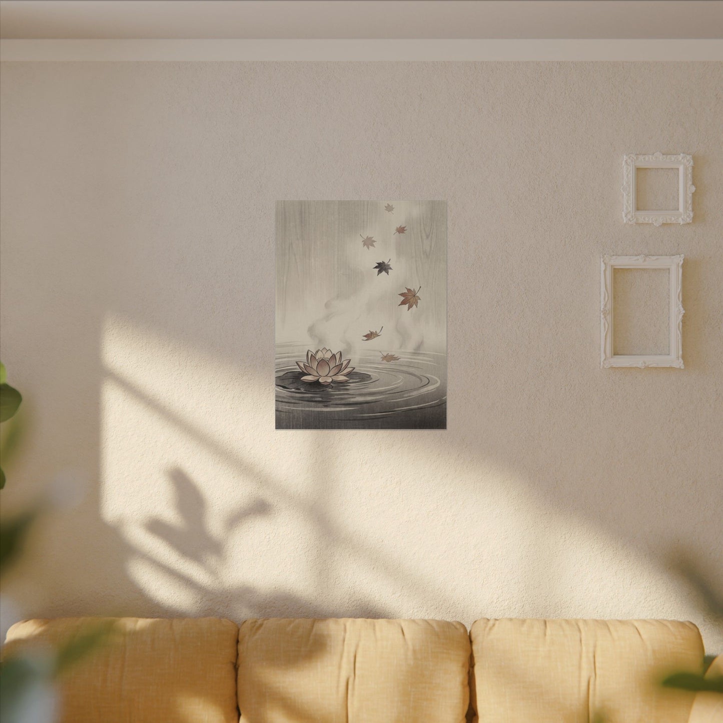 Lotus Flower Canvas Art | Autumn Zen Ukiyo E Inspired Art