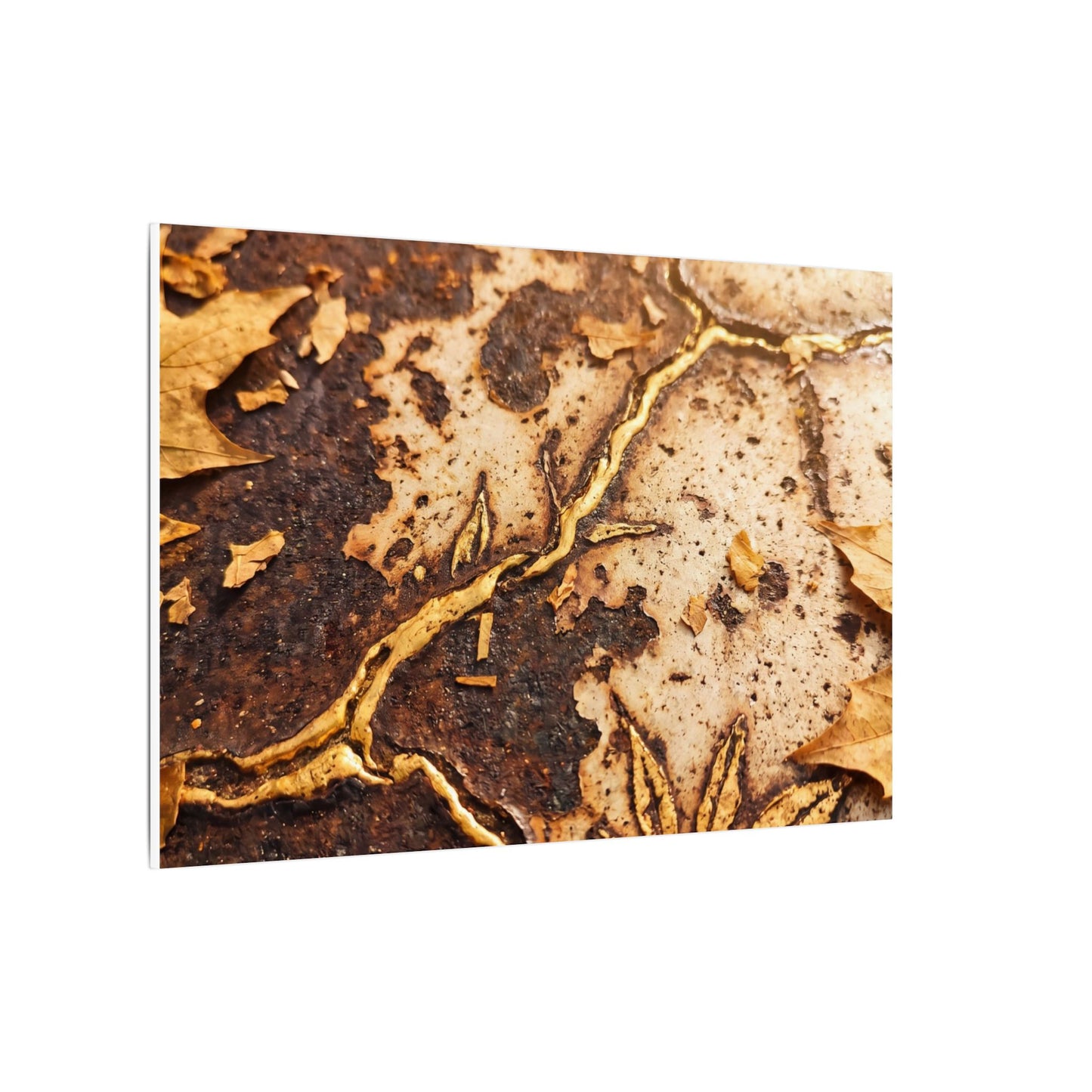 Kintsugi Rust Patina in Golden Hour | Gold Vein Canvas Art