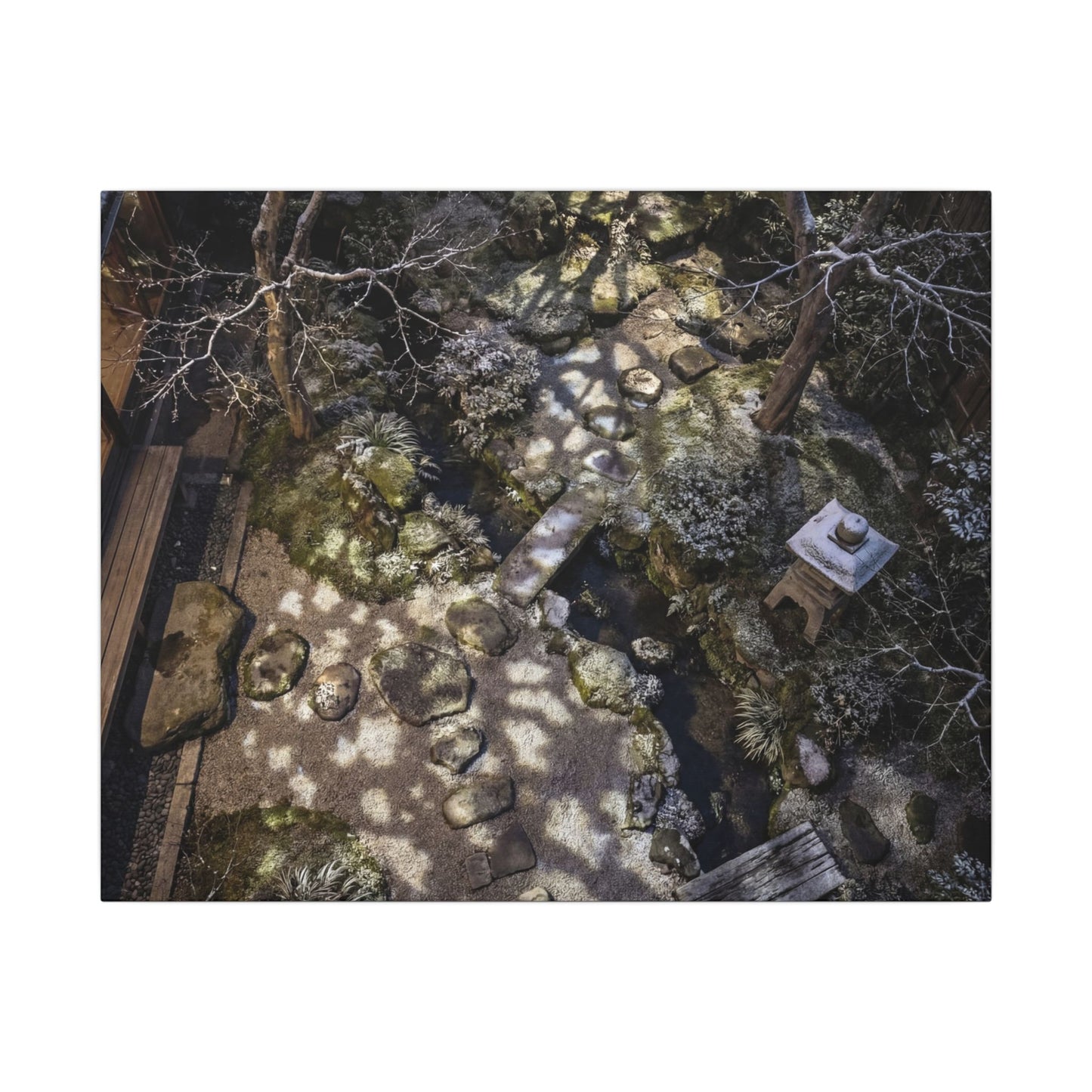 Moonlit Garden Japanese Pattern Canvas Art | Elegant Japandi Art Art Print
