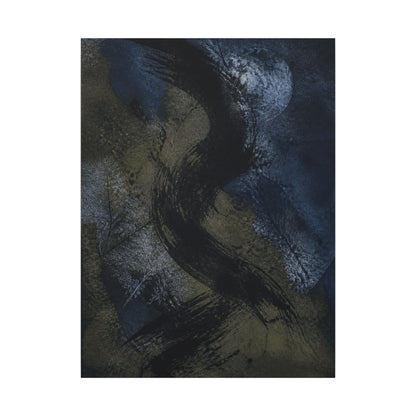 Shibui Ink Brushstroke Canvas Art - Dark Japandi Dark Texture