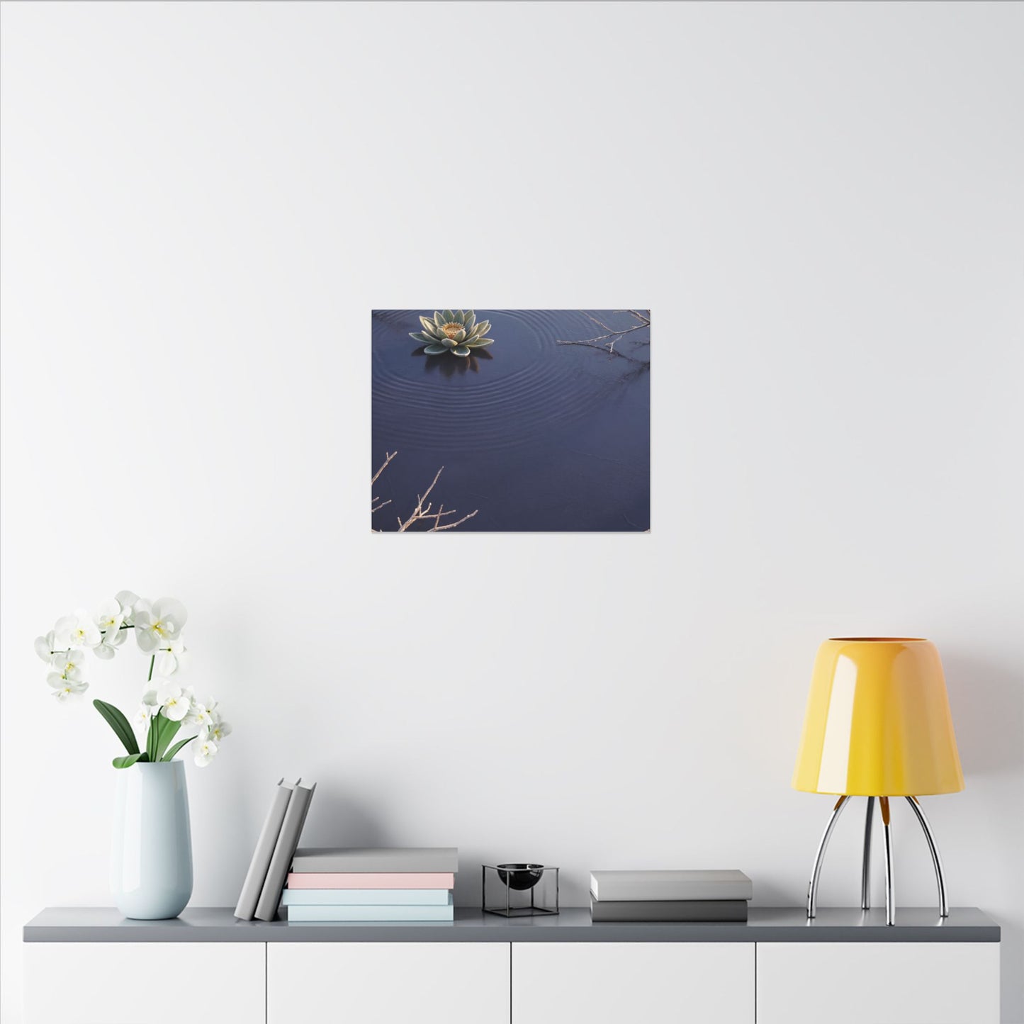 Lotus Flower Canvas Art | Winter Zen Karesansui Art