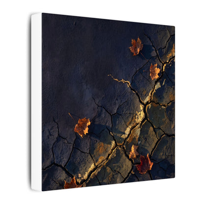 Cracked Earth Canvas Art | Autumn Dark Japandi Dark Texture Art