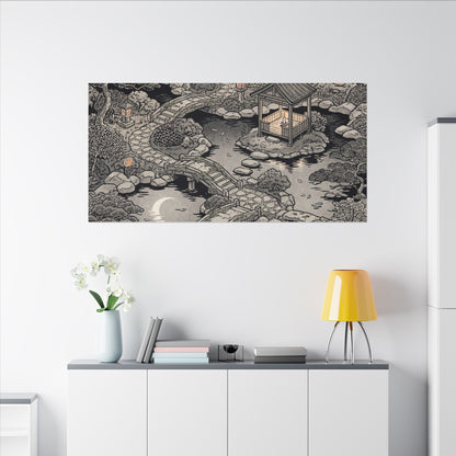 Moonlit Garden Ukiyo E Inspired Canvas Art | Serene Zen Art