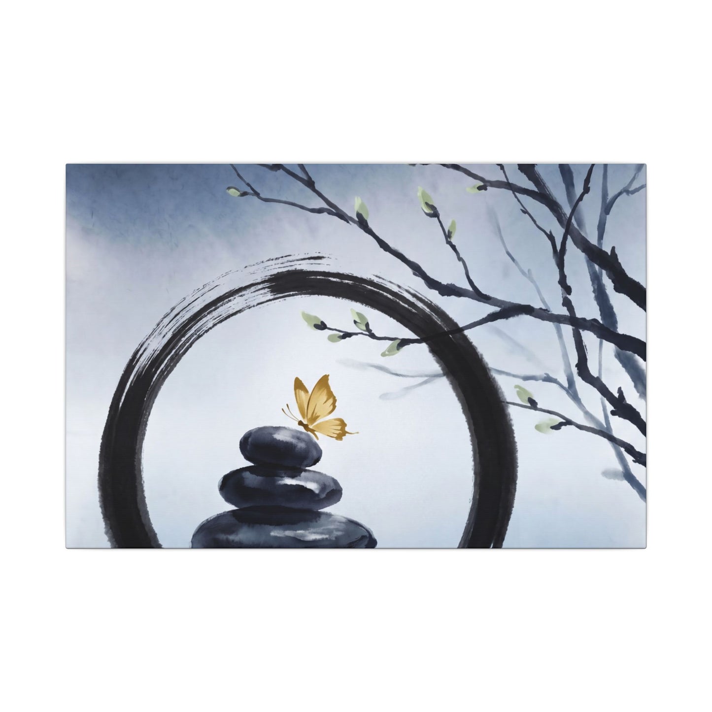 River Stones Spring Canvas Art | Zen Peaceful Design