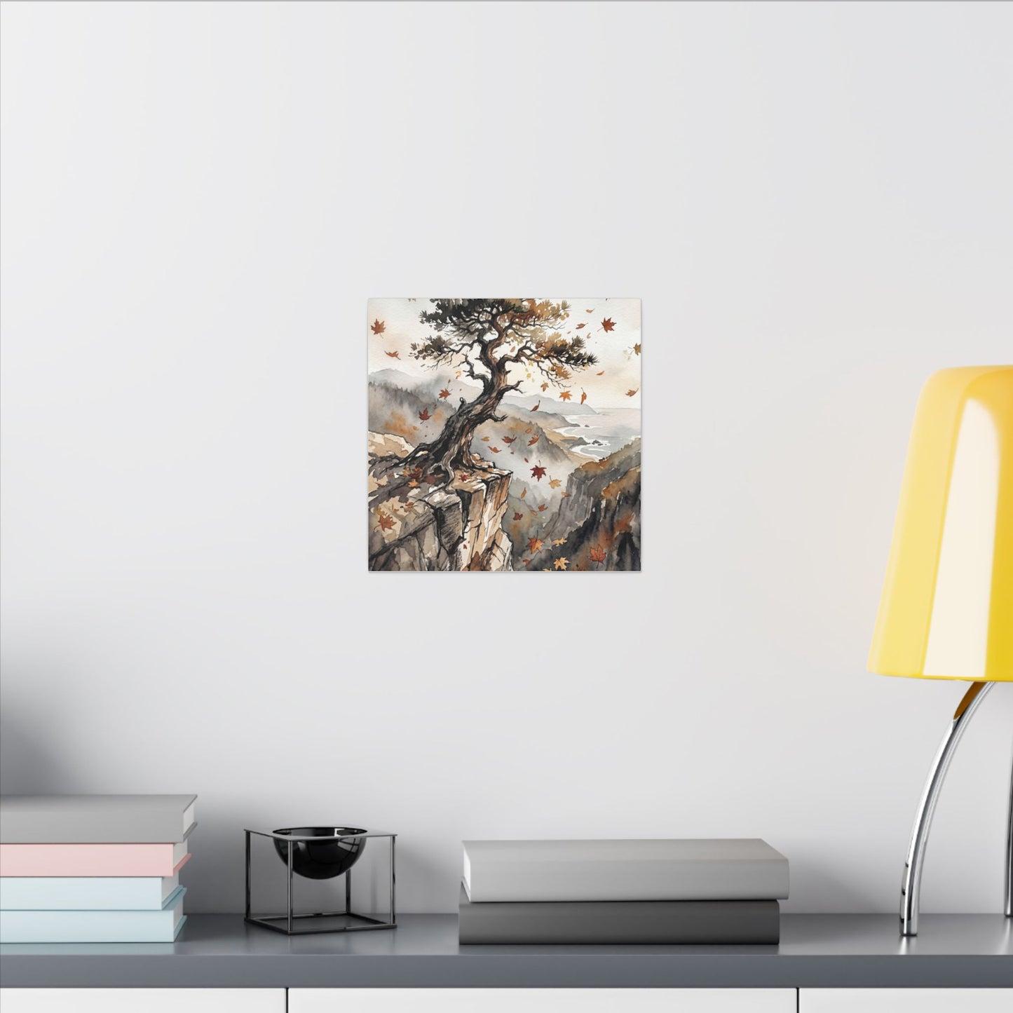Autumn Pine Tree Watercolor Canvas Art | Warm Decor