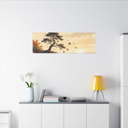 Pine Tree Autumn Canvas Art | Japandi Warm Design