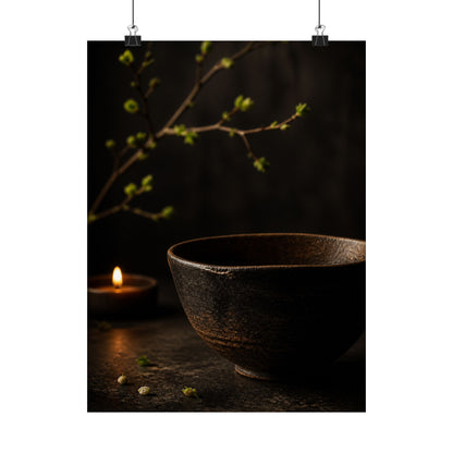 Spring Ceramic Bowl Shadow Zen Wall Art Print | Atmospheric Decor
