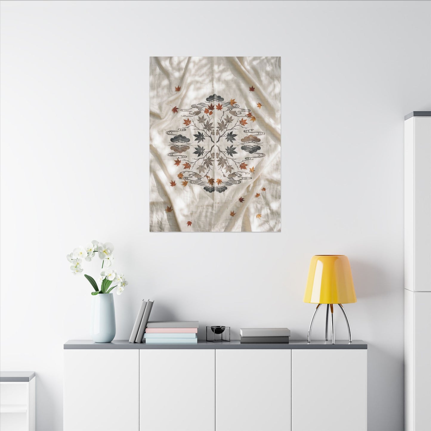 Elegant Silk Drape Canvas Art - Japanese Pattern Japandi