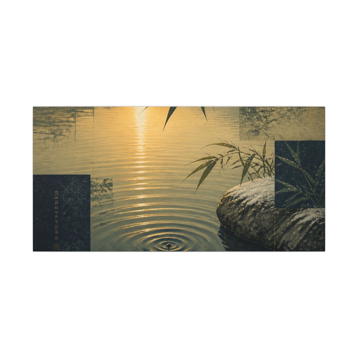 Zen Water Ripple in Golden Hour | Ukiyo E Inspired Canvas Art