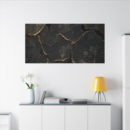 Cracked Earth Canvas Art | Winter Dark Japandi Shadow Zen Art
