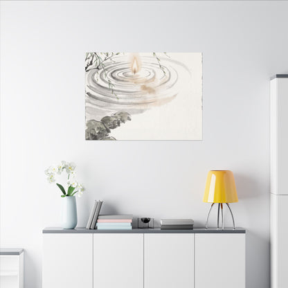 Water Ripple Sumi E Canvas Art | Tranquil Zen Art