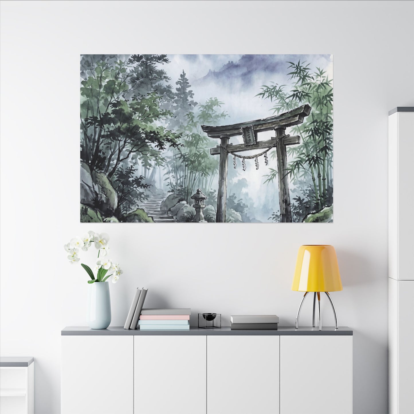 Moonlight Torii Gate Canvas Art - Zen Fukinsei