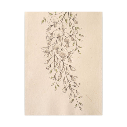 Japandi Wisteria in Golden Hour | Minimal Line Canvas Art
