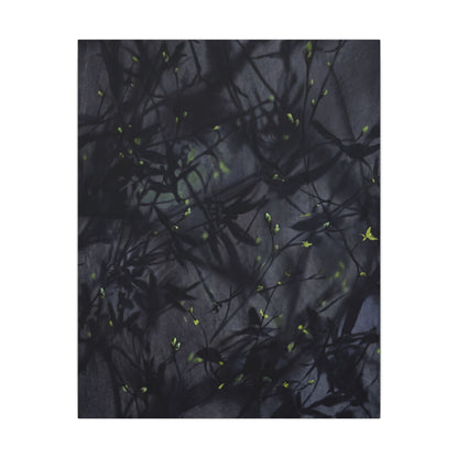 Shadow Play Spring Canvas Art | Dark Japandi Atmospheric Design