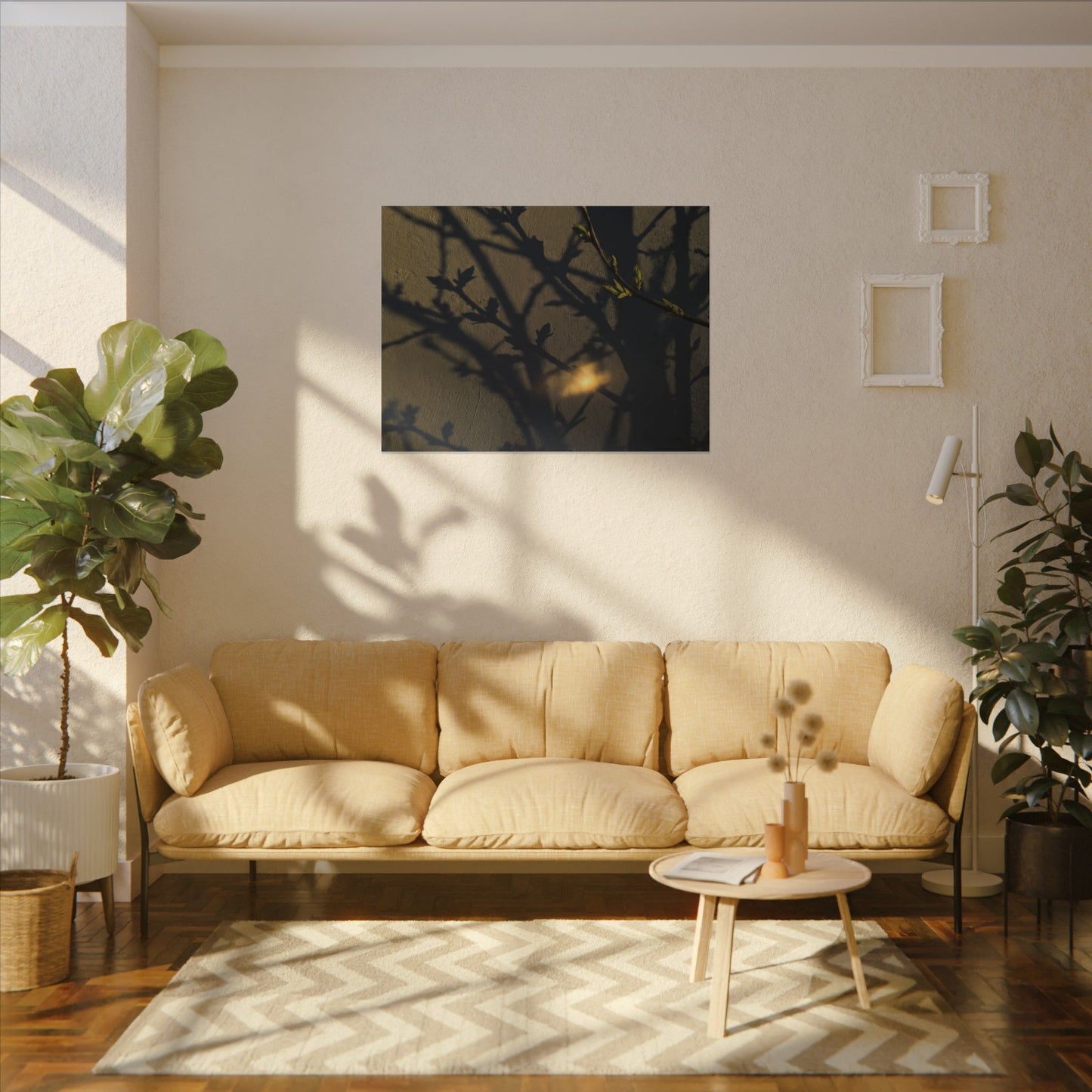 Bold Shadow Play Canvas Art - Moody Minimal Dark Japandi