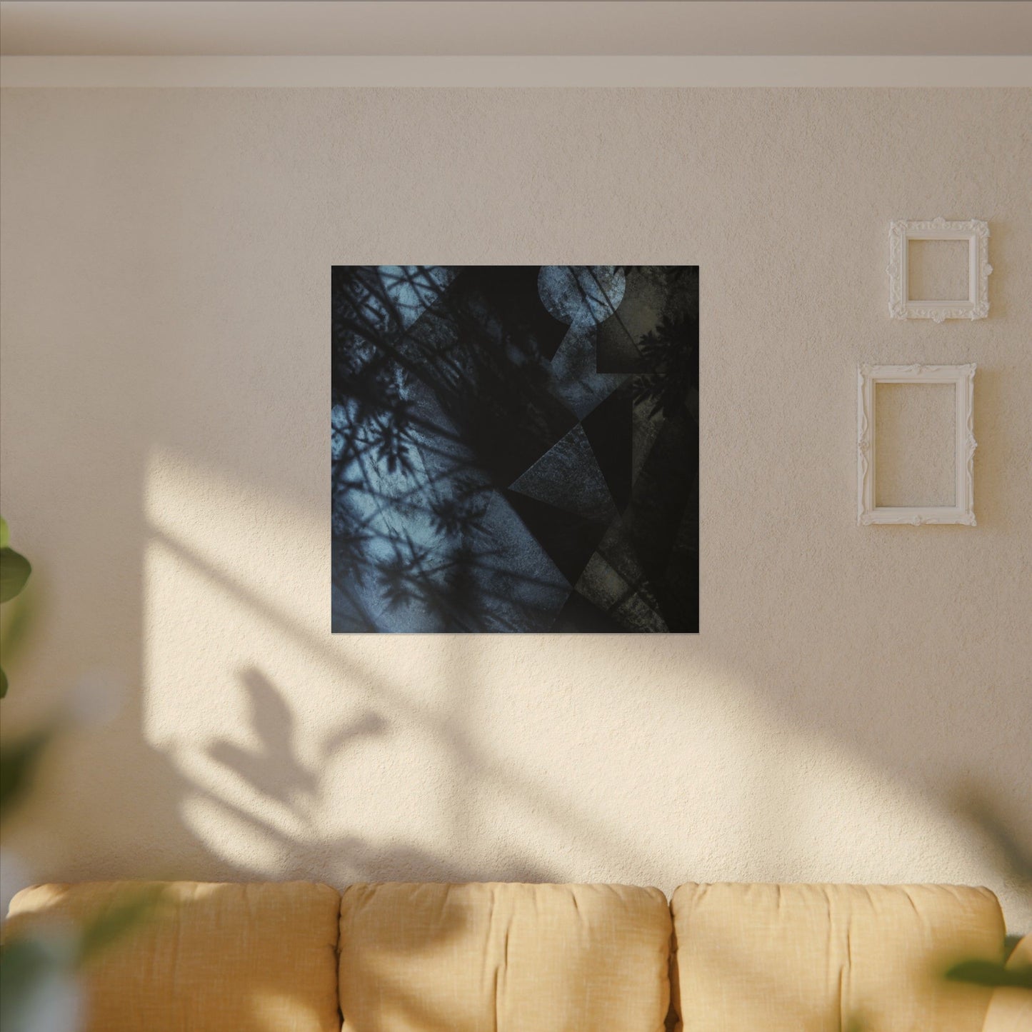 Shadow Play Winter Canvas Art | Dark Japandi Luxurious Design