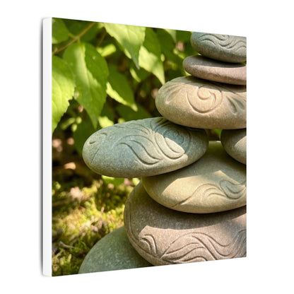 River Stones Summer Canvas Art | Japandi Earthy Design