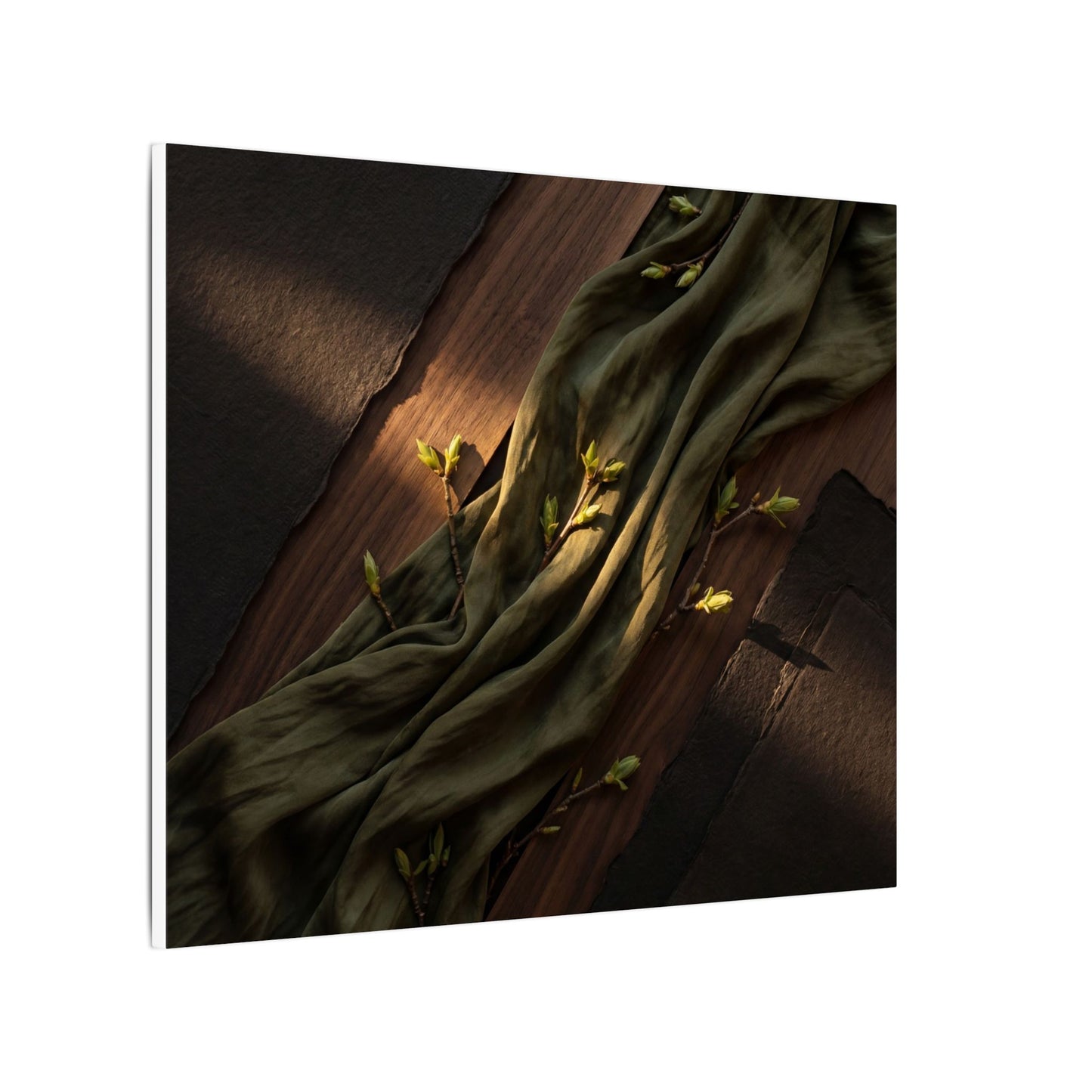 Silk Drape Canvas Art | Spring Dark Japandi Dark Texture Art