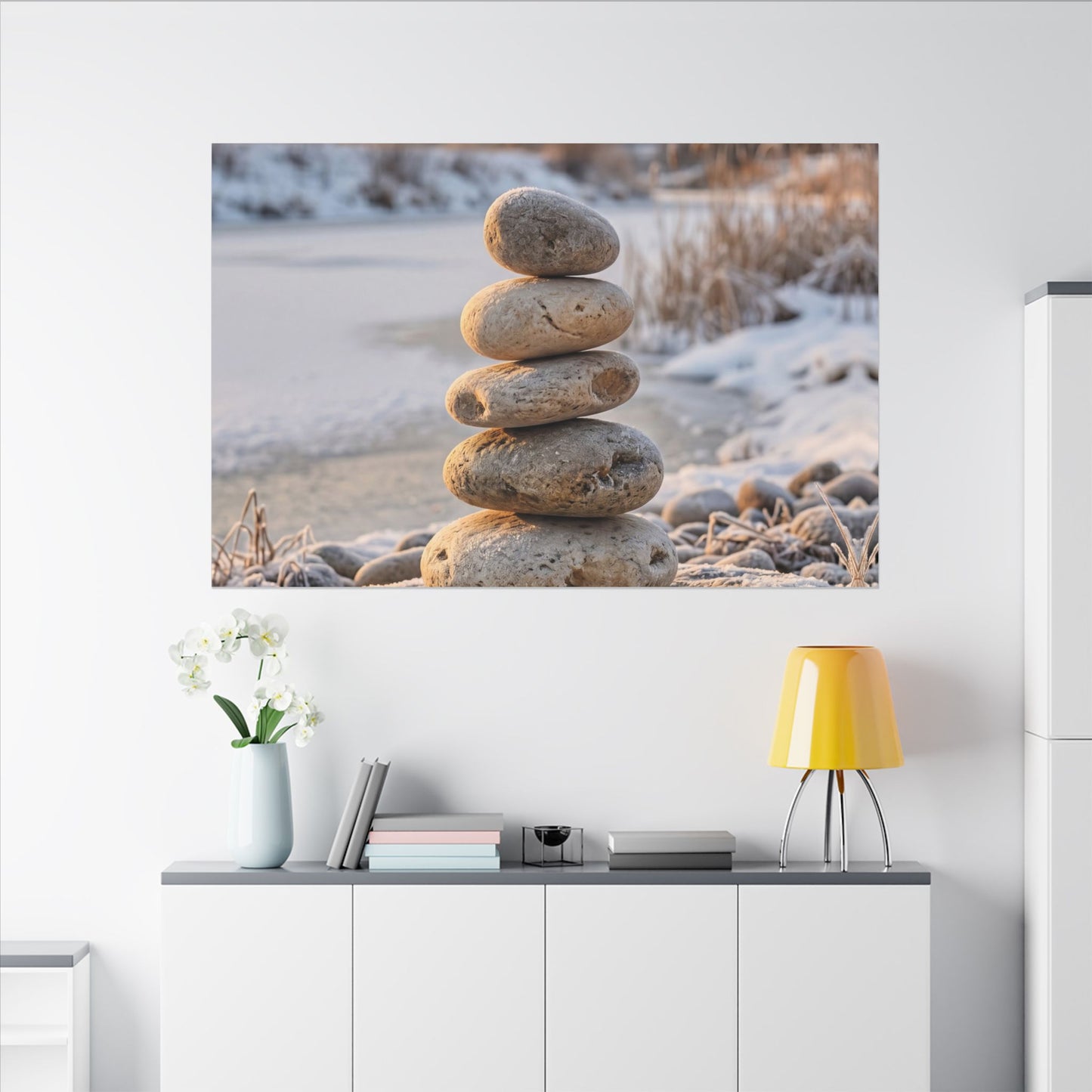 Ma River Stones Canvas Art - Japandi Japanese Pattern