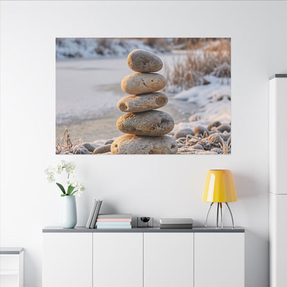 Ma River Stones Canvas Art - Japandi Japanese Pattern