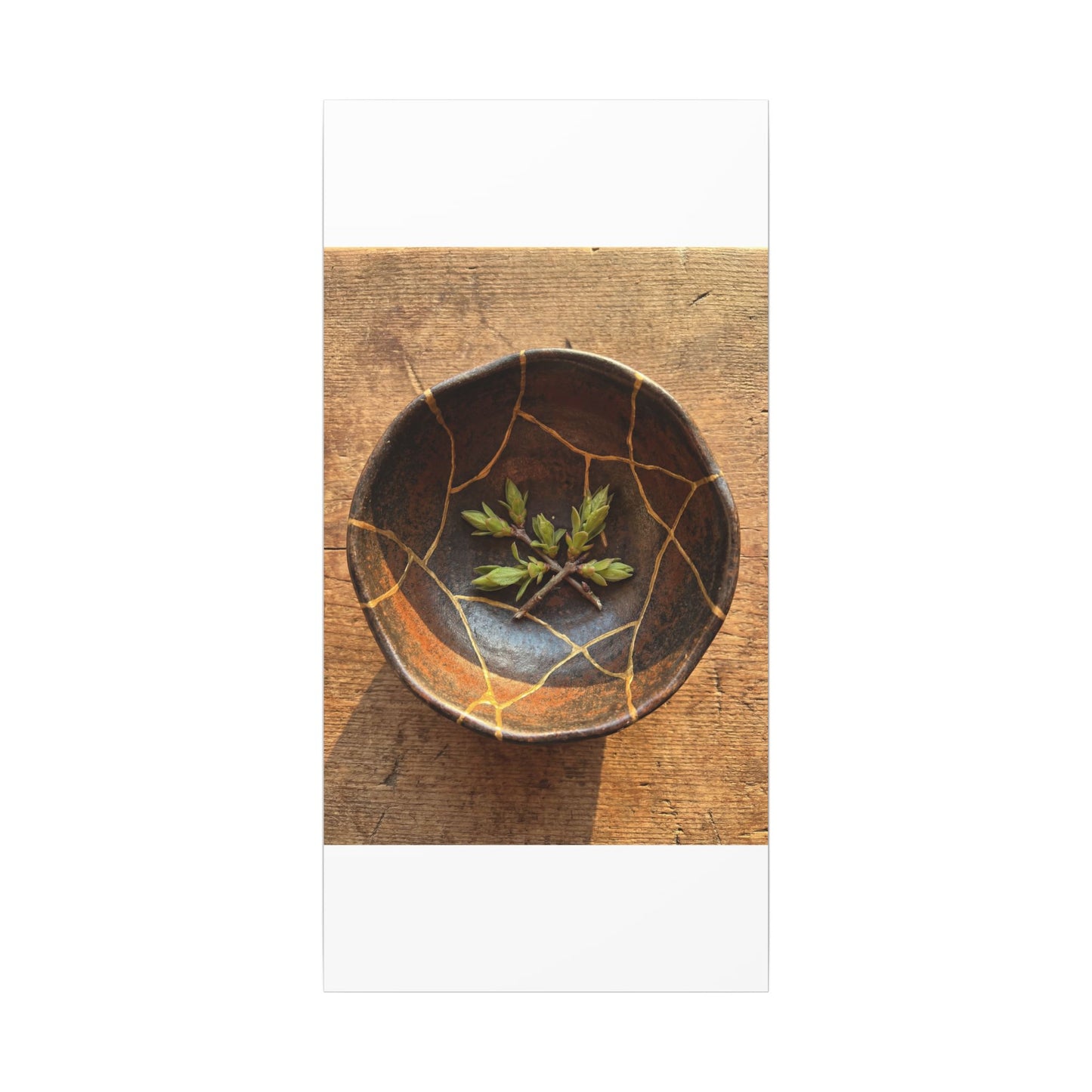 Ceramic Bowl Gold Repair Canvas Art | Resilient Kintsugi Art