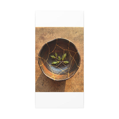 Ceramic Bowl Gold Repair Canvas Art | Resilient Kintsugi Art