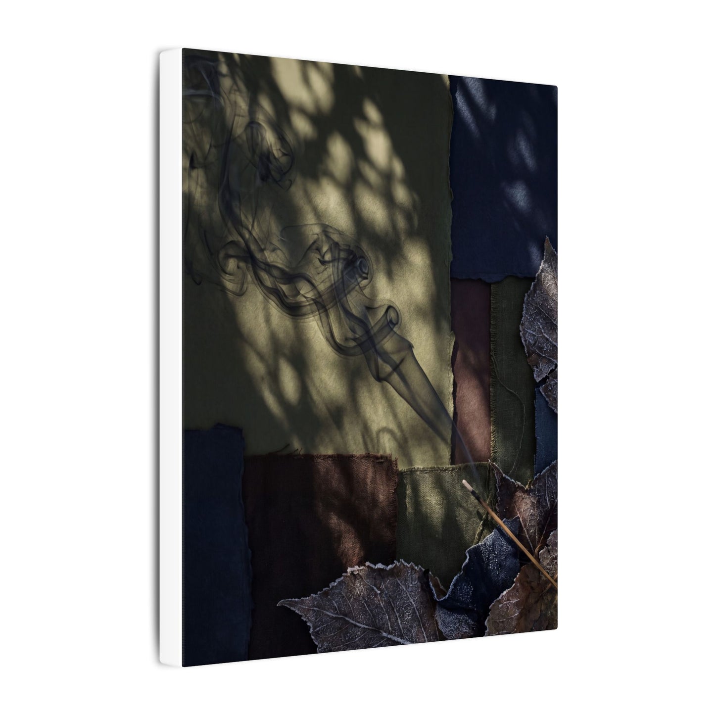 Ma Incense Smoke Canvas Art - Dark Japandi Dark Texture