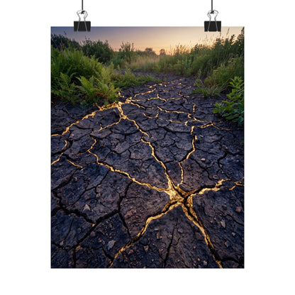 Cracked Earth Crackle Gold Wall Art Print | Beautiful Kintsugi Art