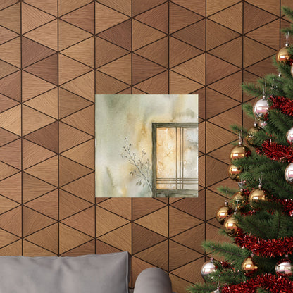 Shoji Screen Winter Wall Art Print | Japandi Earthy Design