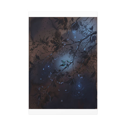 Bold Cherry Blossom Canvas Art - Charcoal Ink Dark Japandi