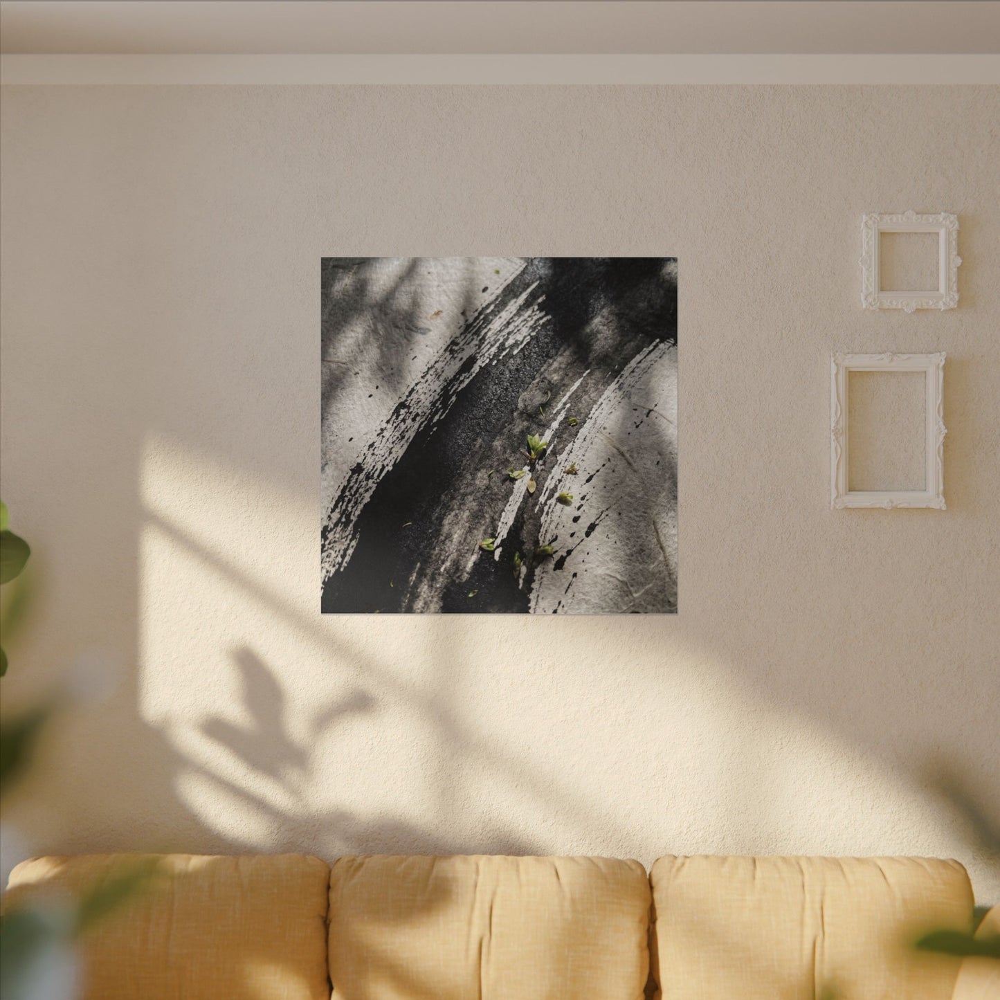 Ink Brushstroke Canvas Art | Spring Dark Japandi Moody Minimal Art