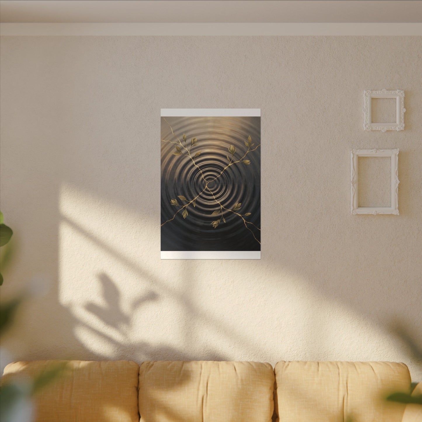 Kanso Water Ripple Canvas Art - Kintsugi Gold Vein