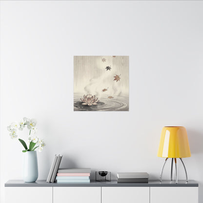 Lotus Flower Canvas Art | Autumn Zen Ukiyo E Inspired Art