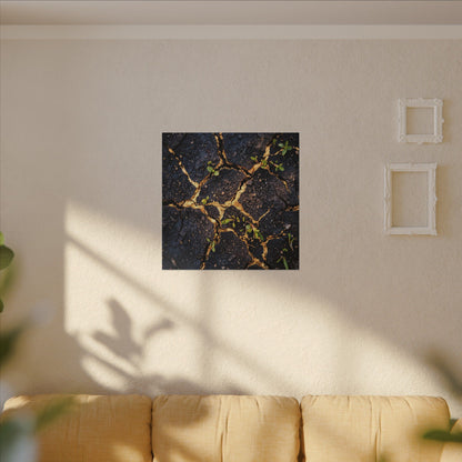 Spring Cracked Earth Crackle Gold Canvas Art | Healing Decor