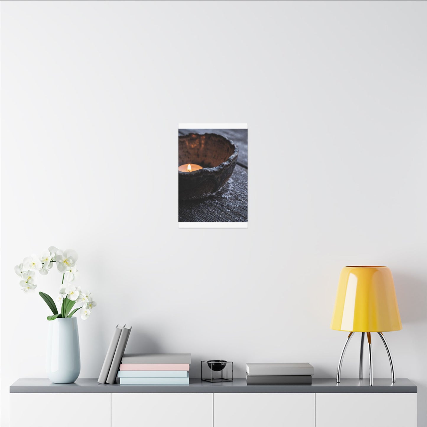 Atmospheric Ceramic Bowl Canvas Art - Moody Minimal Dark Japandi