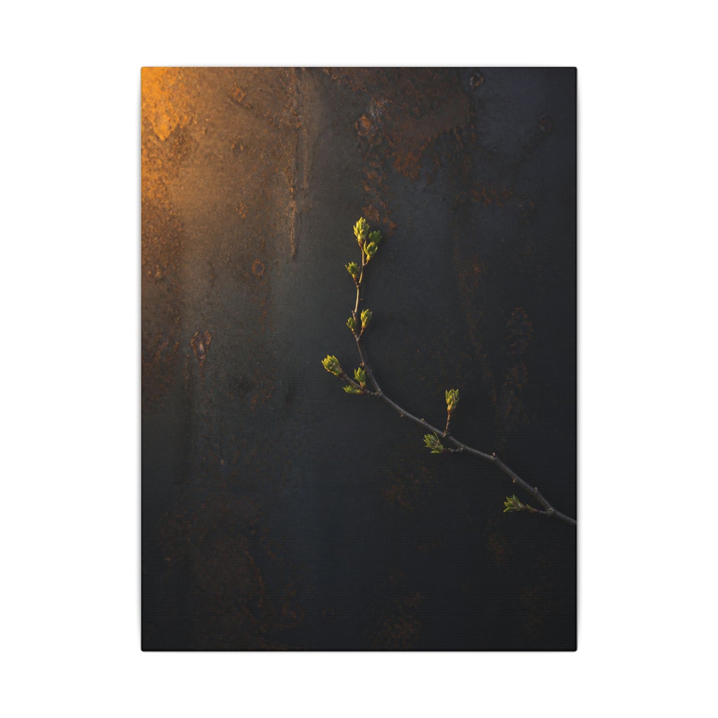 Dark Japandi Rust Patina in Golden Hour | Moody Minimal Canvas Art
