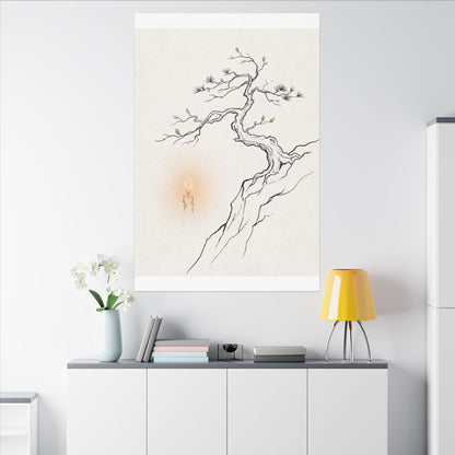Candlelight Pine Tree Canvas Art - Japandi Shibui