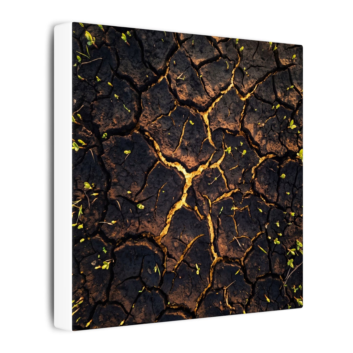 Cracked Earth Moody Minimal Canvas Art | Sophisticated Dark Japandi Art