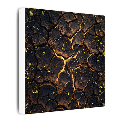 Cracked Earth Moody Minimal Canvas Art | Sophisticated Dark Japandi Art