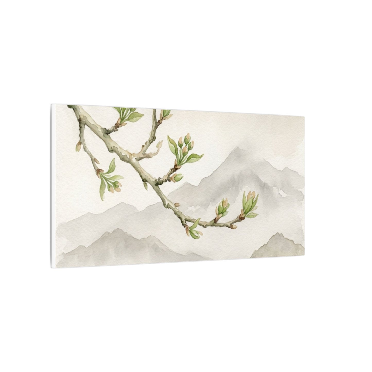 Spring Mountain Mist Watercolor Canvas Art | Cozy Decor