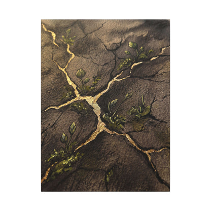 Spring Cracked Earth Charcoal Ink Canvas Art | Luxurious Decor